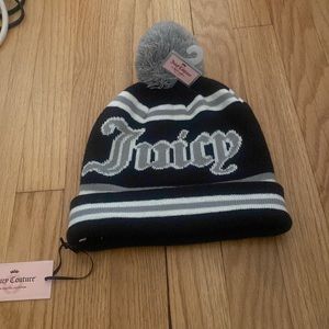 NWT JUICY COUTURE | Black and Gray Pom Pom Winter Hat